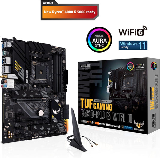 ASUS TUF Gaming B550-PLUS WiFi II AMD AM4 (3rd Gen Ryzen™) ATX Motherboard (PCIe 4.0, 6, 2.5Gb LAN, BIOS Flashback, USB 3.2 2, Addressable 2 RGB Header And Aura Sync)