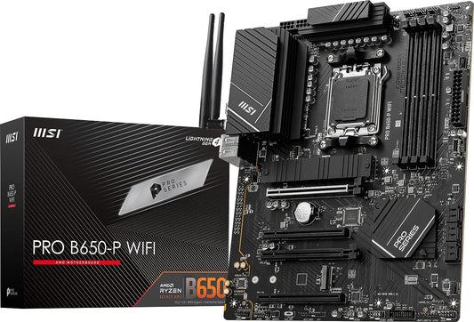 MSI PRO B650-P WiFi ProSeries Motherboard (AMD AM5, ATX, DDR5, PCIe 4.0, M.2, SATA 6Gb/S, USB 3.2 Gen 2, HDMI/DP, Wi-Fi 6E, AMD Ryzen 7000 Series Desktop Processors